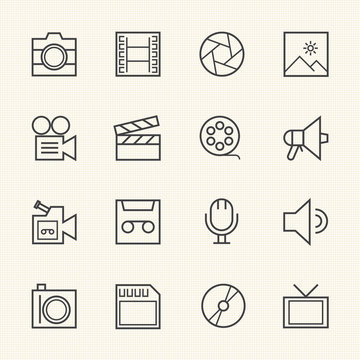 Movie technology icons. Line icon