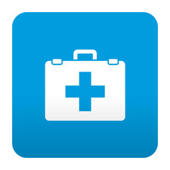 Fototapeta premium Etiqueta tipo app azul simbolo botiquin