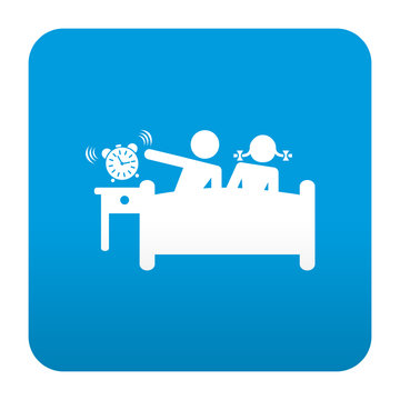 Etiqueta tipo app azul simbolo despertador