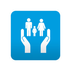 Etiqueta tipo app azul simbolo servicios sociales