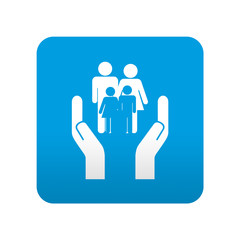 Etiqueta tipo app azul simbolo servicios sociales