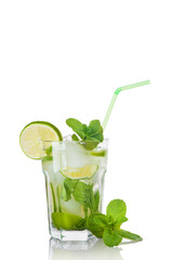 mojito cocktail isolated on white