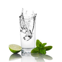 Lime, mint and glass of water