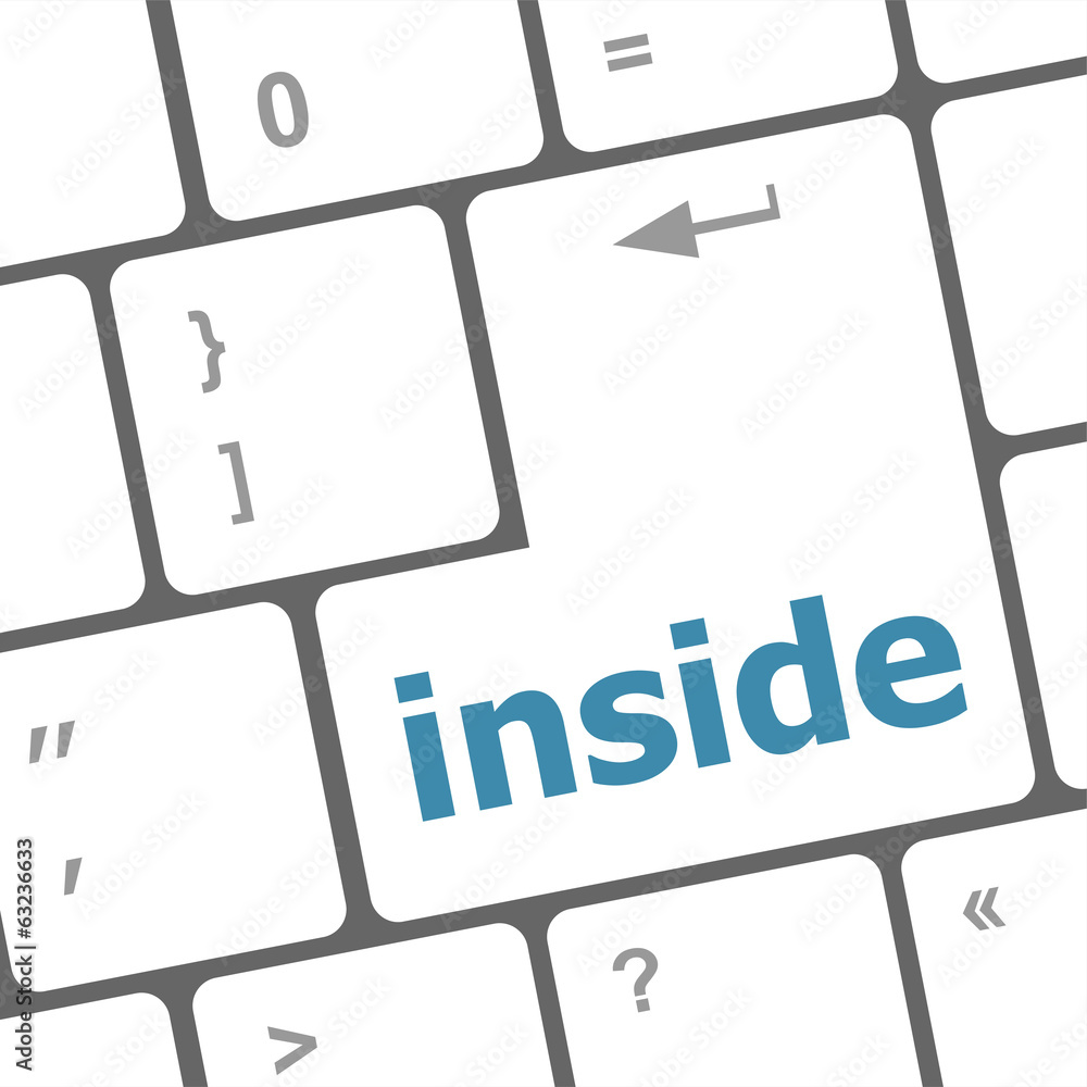Poster inside word on computer pc keyboard key