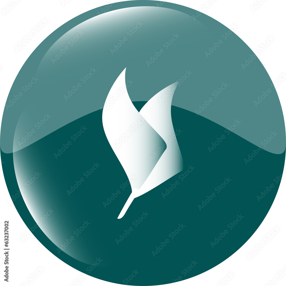 Aufkleber leaf icon web button isolated on white