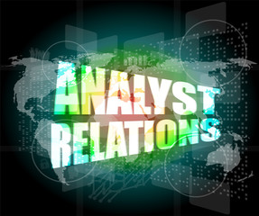 analyst relations words on digital screen