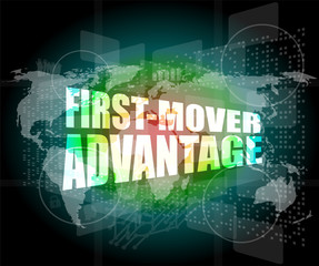 first mover advantage words on digital touch screen interface