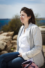 pregnant woman near the sea