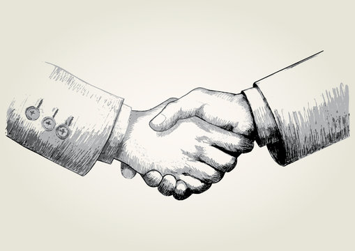 Sketch Illustration Of Shaking Hands