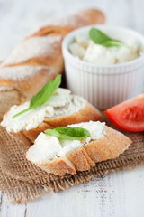 Baguette and cream cheese