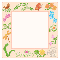 frame with nature elements - vector illustration