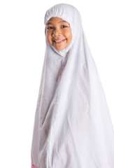 Young Muslim Girl In White Hijab