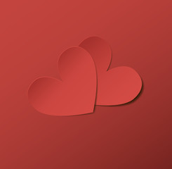 Two red paper hearts. Eps10