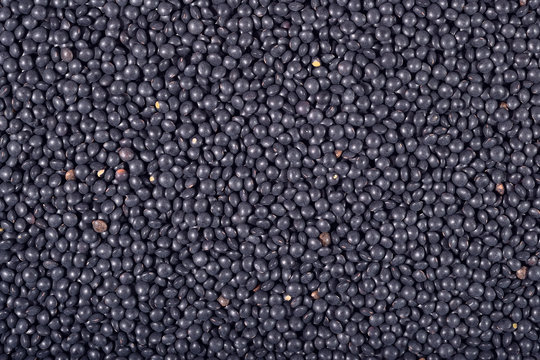 Black raw lentil background