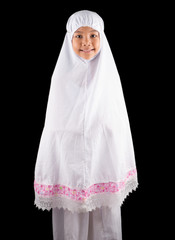 Young Asian Muslim girl in white hijab