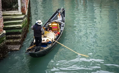 Peel and stick wallpaper Gondolas gondoliere with his gondola