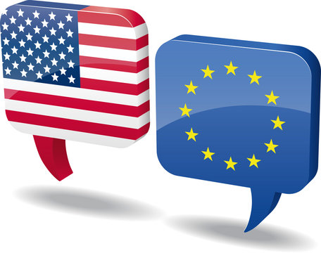 Sprechblasen Dialog US - EU vector