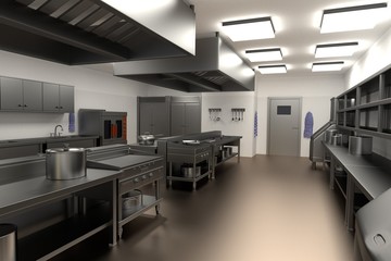 realistic 3d render of kitchen