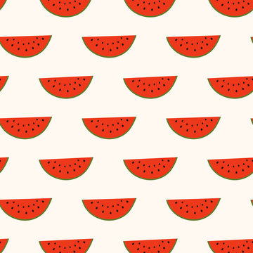 Seamless pattern with watermelon slice segments. Vector illustra