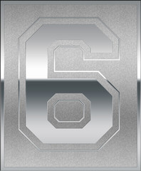 Silver Casted Number 6 Position, Place Sign