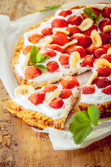 Delicious freshly baked strawberry tart