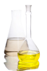 Flasks isolated on white background