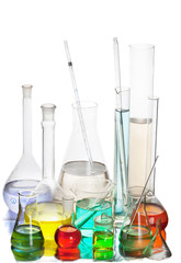 Flasks isolated on white background