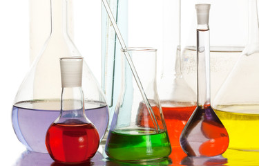 Flasks isolated on white background