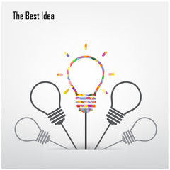 Creative light bulb  and the best idea concept