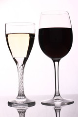 Full glasses of champagne and wine 