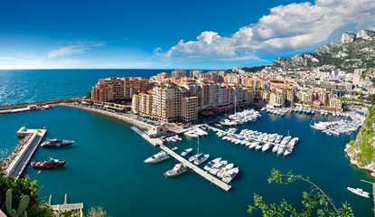 Panoramic view of Monte Carlo harbour - obrazy, fototapety, plakaty