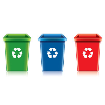 Plastic recycle bin set vector illustration