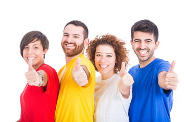 Happy Group of Friends on White Background