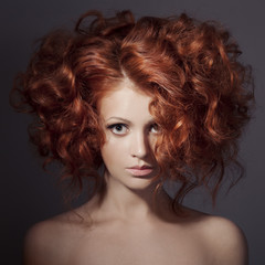 Fototapeta premium Fashion Portrait. Beautiful Woman. Curly Hair.