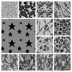 Big set of lace vector fabric seamless patterns.