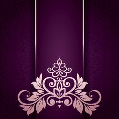 Luxury greeting purple card. Vector.