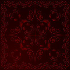 Plakat dark red background with flowers and leaves
