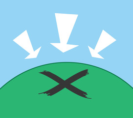 X marking the spot on a hill