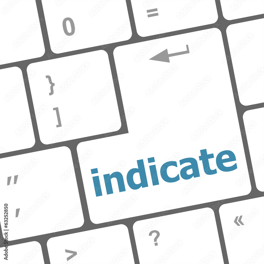 Aufkleber indicate word on computer pc keyboard key