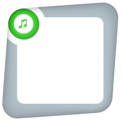 abstract box for entering text with green music icon