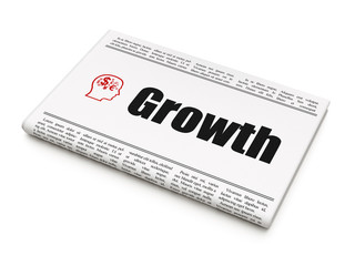 Business concept: newspaper with Growth and Head With Finance