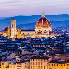 Foto op Plexiglas Florence bij nacht, panoramisch uitzicht, Italië © ronnybas