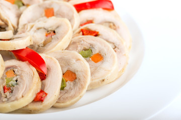 Сhicken roulade with pepper and carrot