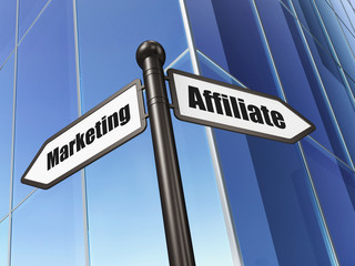 Business concept: sign Affiliate Marketing on Building