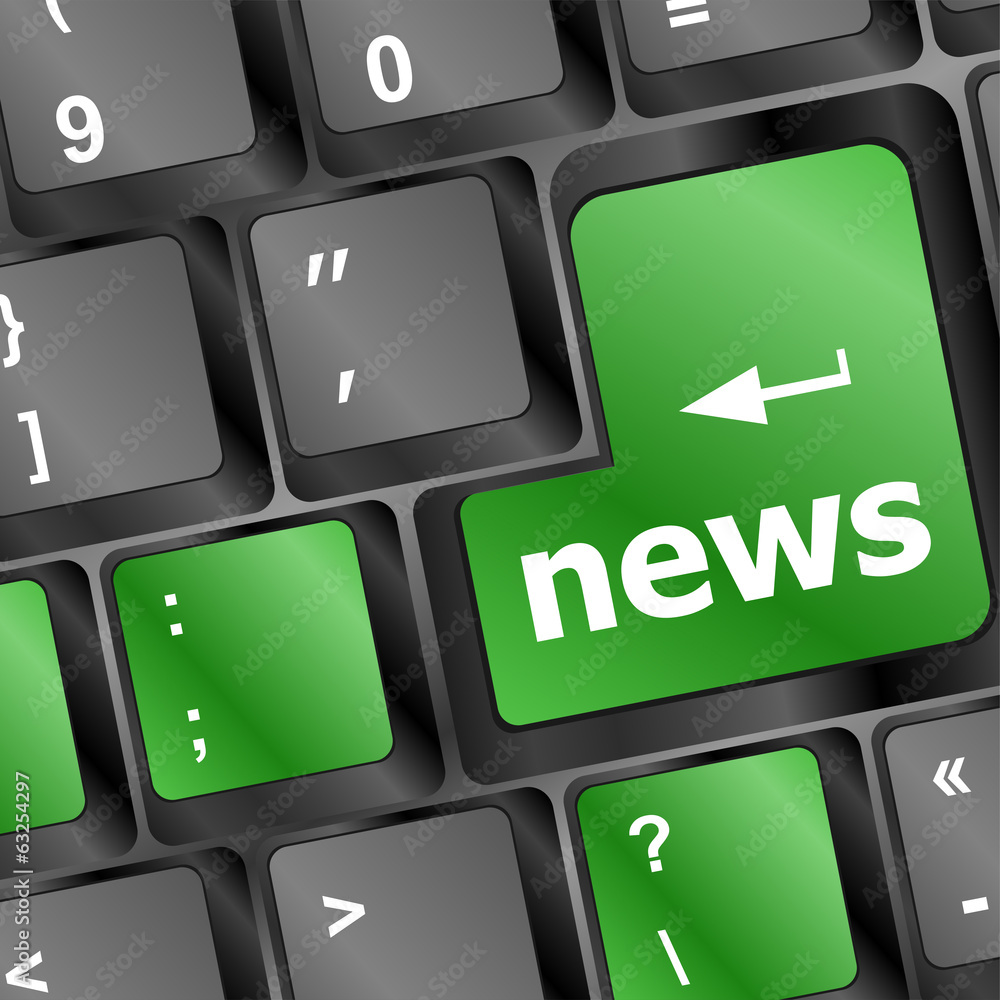 Poster news text on a button keyboard keys