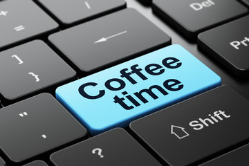 Time concept: Coffee Time on computer keyboard background