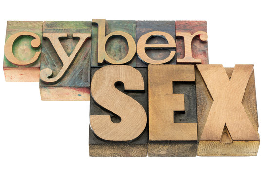 cybersex word in wood type