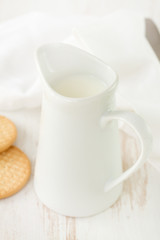 milk with cookies and knife