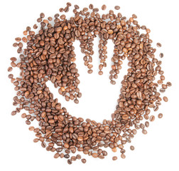 Hand Silhouette On Coffee Grains