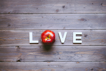 Love and apple background